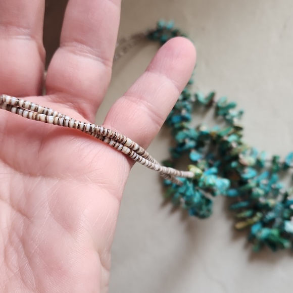 Old Native American Santo Domingo Double Strand Turquoise & Heishi Necklace ๐๐ - Picture 12 of 15